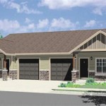 One Story Duplex House Plans With Garage In The Middle