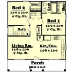 Simple 2 Bed 2 Bath House Plans