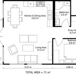 Simple 2 Bedroom Floor Plan With Dimensions In Meters And Centimeters